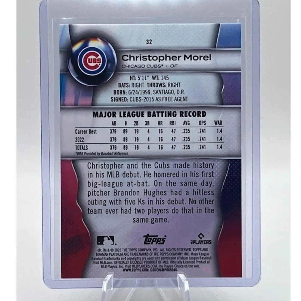 Christopher Morel 2023 Bowman Platinum 32 MLB Chicago Cubs